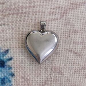 Vintage Sterling Silver Puffy Heart Pendant Milano Italy